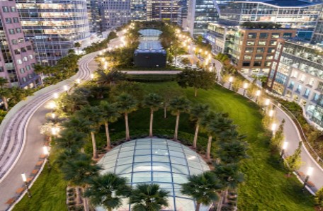 Rooftop garden over structural glazed dome